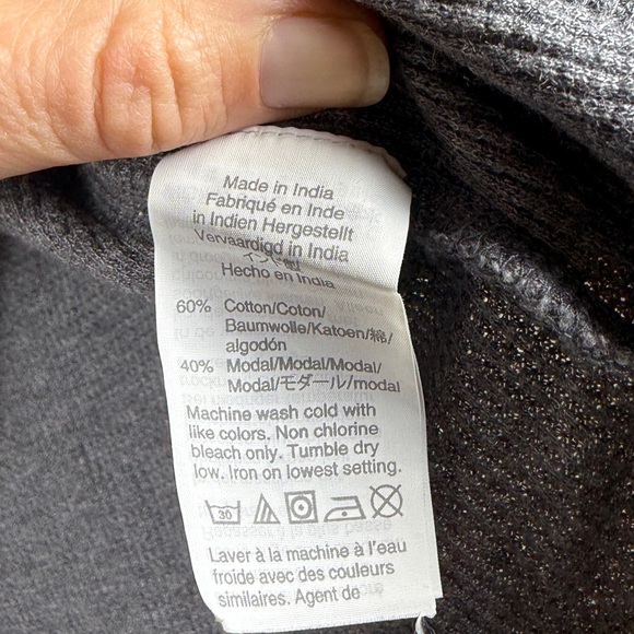 Madewell Top Heathered Thermal Henley Tee Long Sleeve Gray XL - Picture 11 of 12